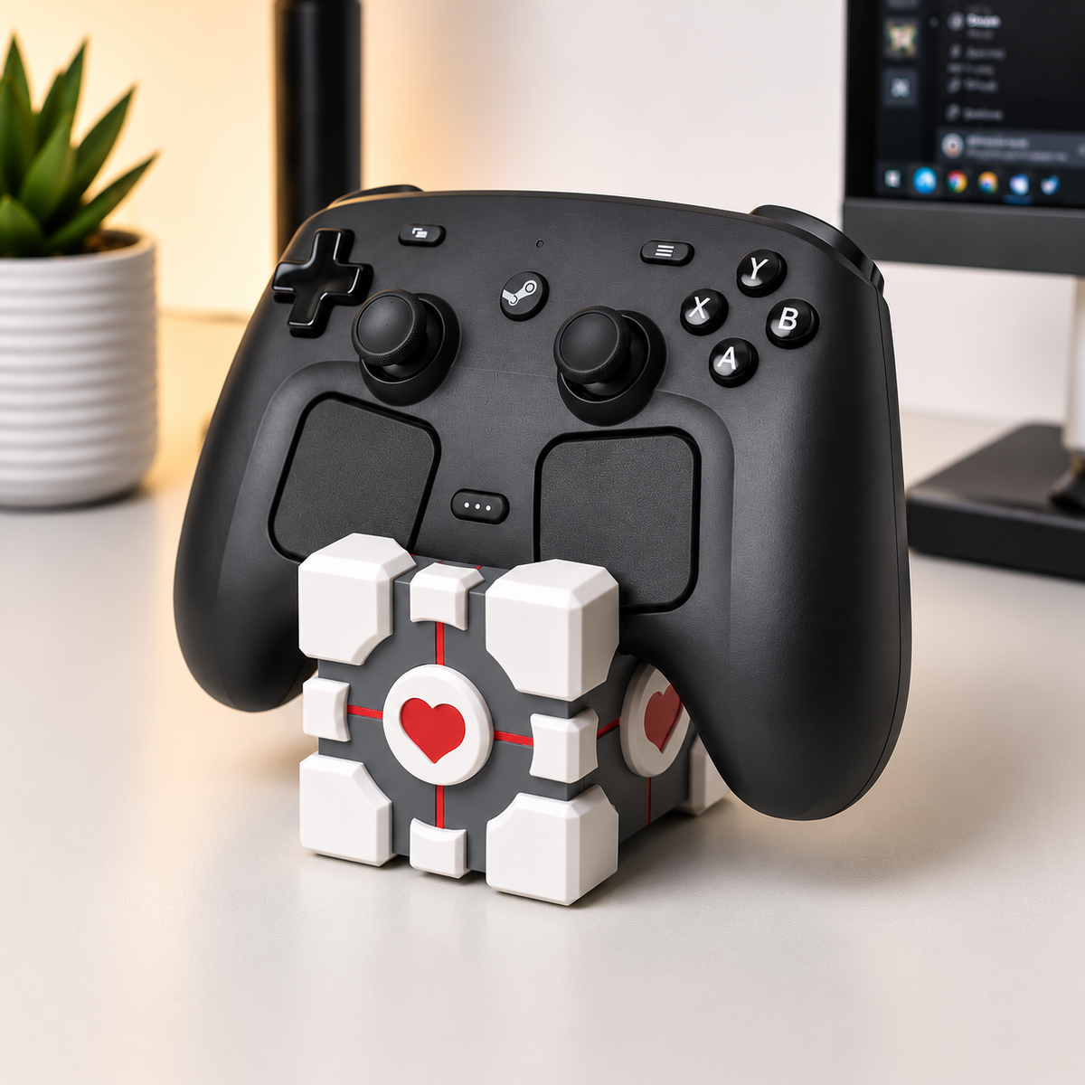 Portal-Inspired Cube Stand for Steam Controller 2026
