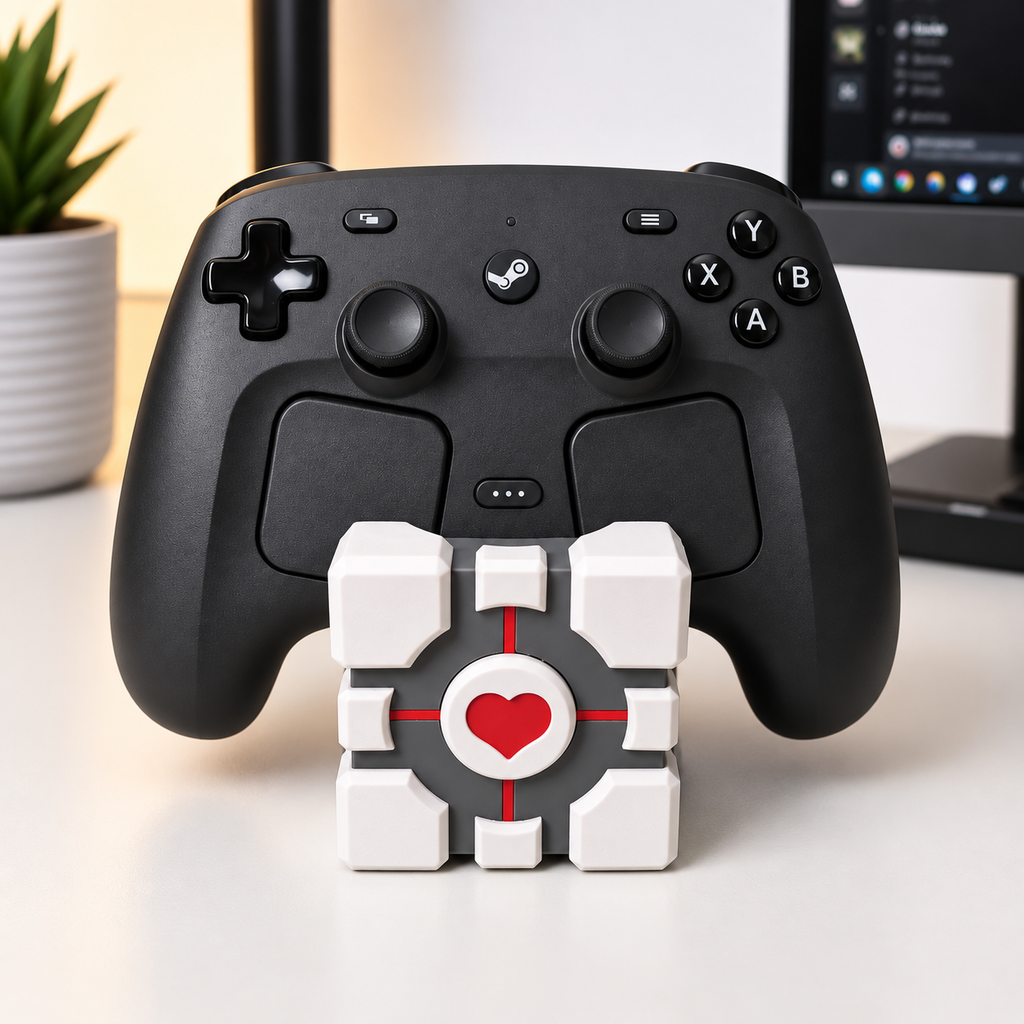 Portal-Inspired Cube Stand for Steam Controller 2026
